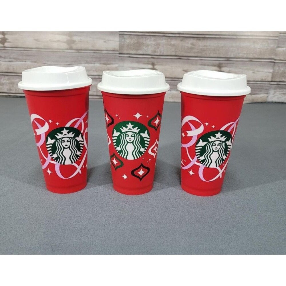 Starbucks Holiday Reusable Cups Set of 3 – 16oz Limited Edition Tumblers w/ Lids